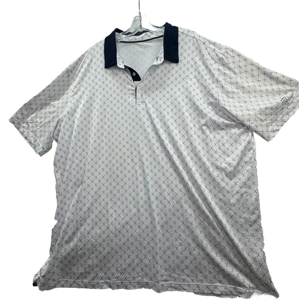 Maelreg Big Mens 3XL White Crossed Clubs AOP Performance Stretch Golf Polo Shirt